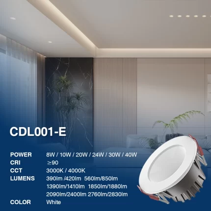 CDL001-E 24W 3000K 70° foro hole Φ145 led Faretto incasso-Faretti da Incasso 24W--02