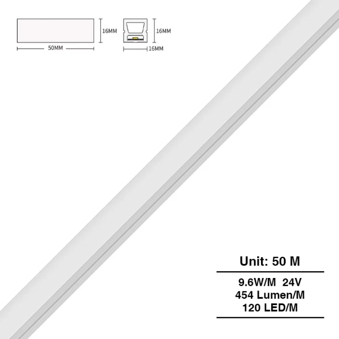 SMD 3000K Ra90 IP65 120LEDs/m L50000*W16*H16mm 24V Neon Flexy-Illuminazione della palestra--S0805