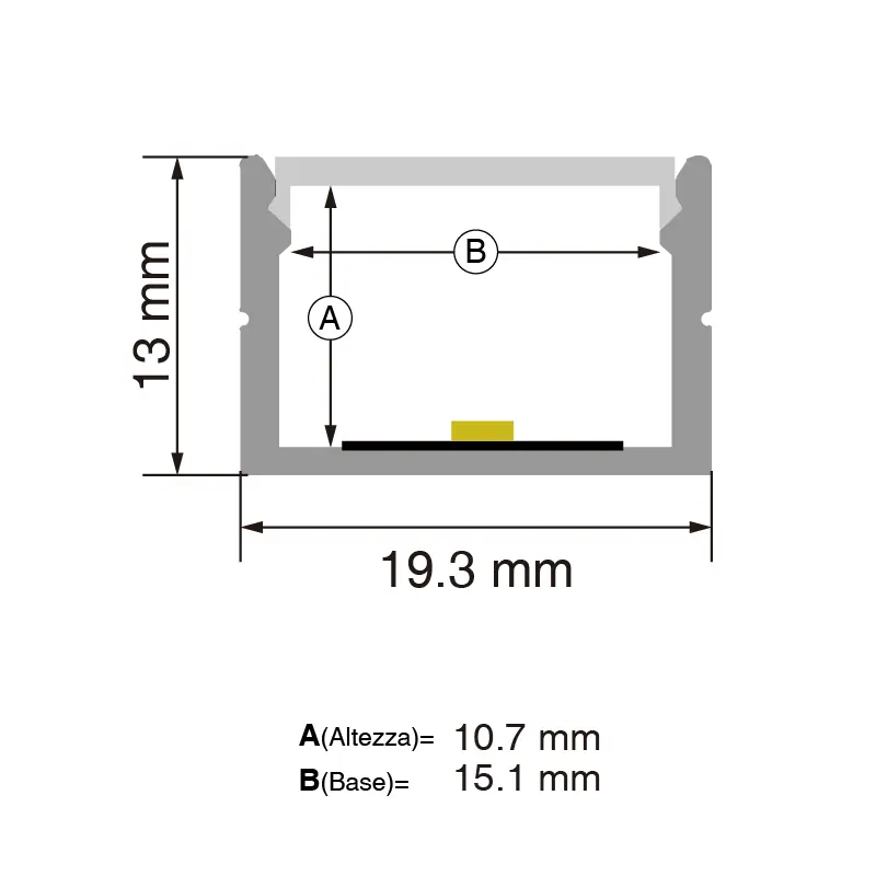 L2000x61.8x13.8mm LED Strip Profil SP45-Lampade Cucina--SP34