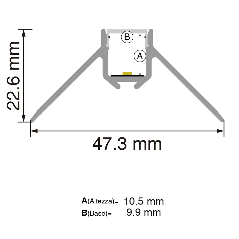 L2000x47.27x22.64mm Profilo LED SP48-Profilo Alluminio LED--SP48